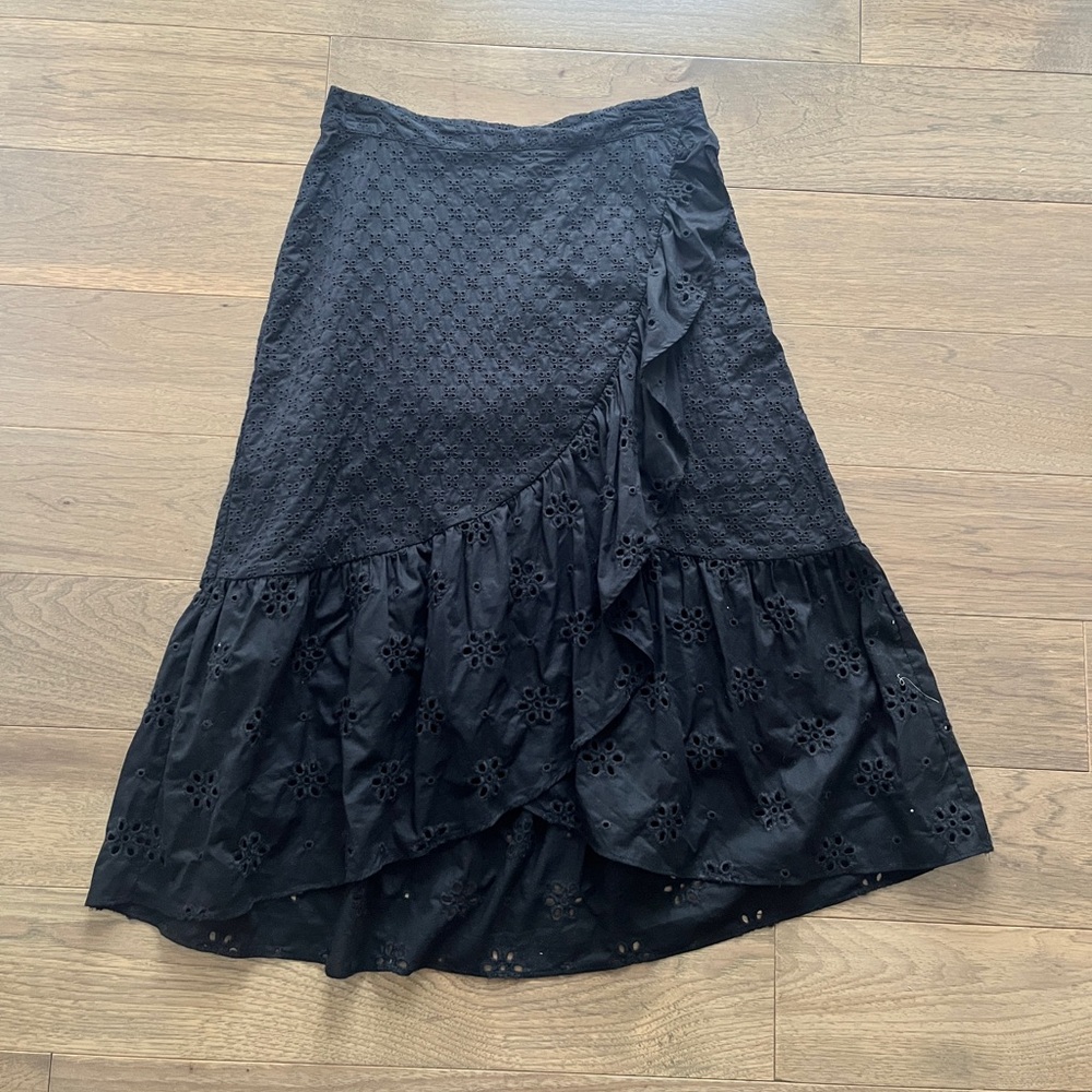 Loft Black Ruffle Skirt